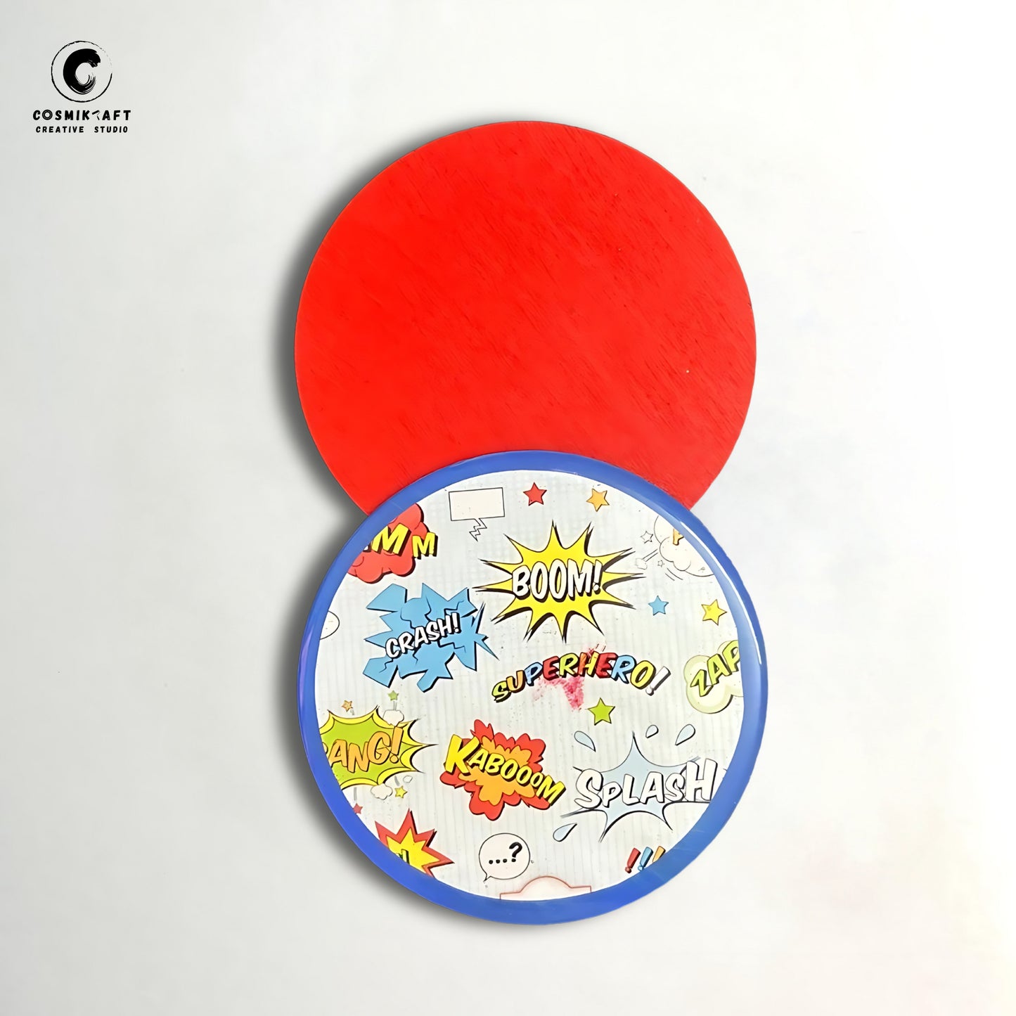 ComicCraft Resin Coasters based on Iconic Comic Design, Set of 4