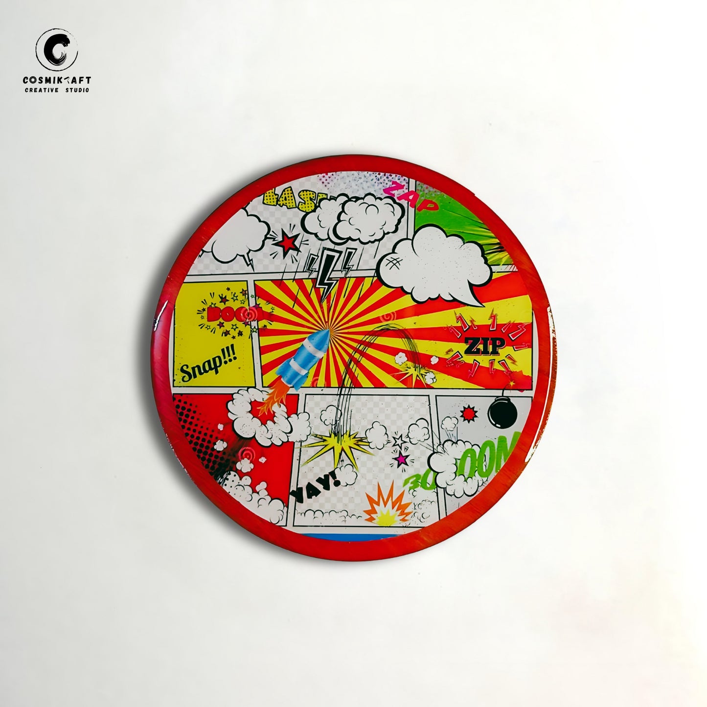 ComicCraft Resin Coasters based on Iconic Comic Design, Set of 4