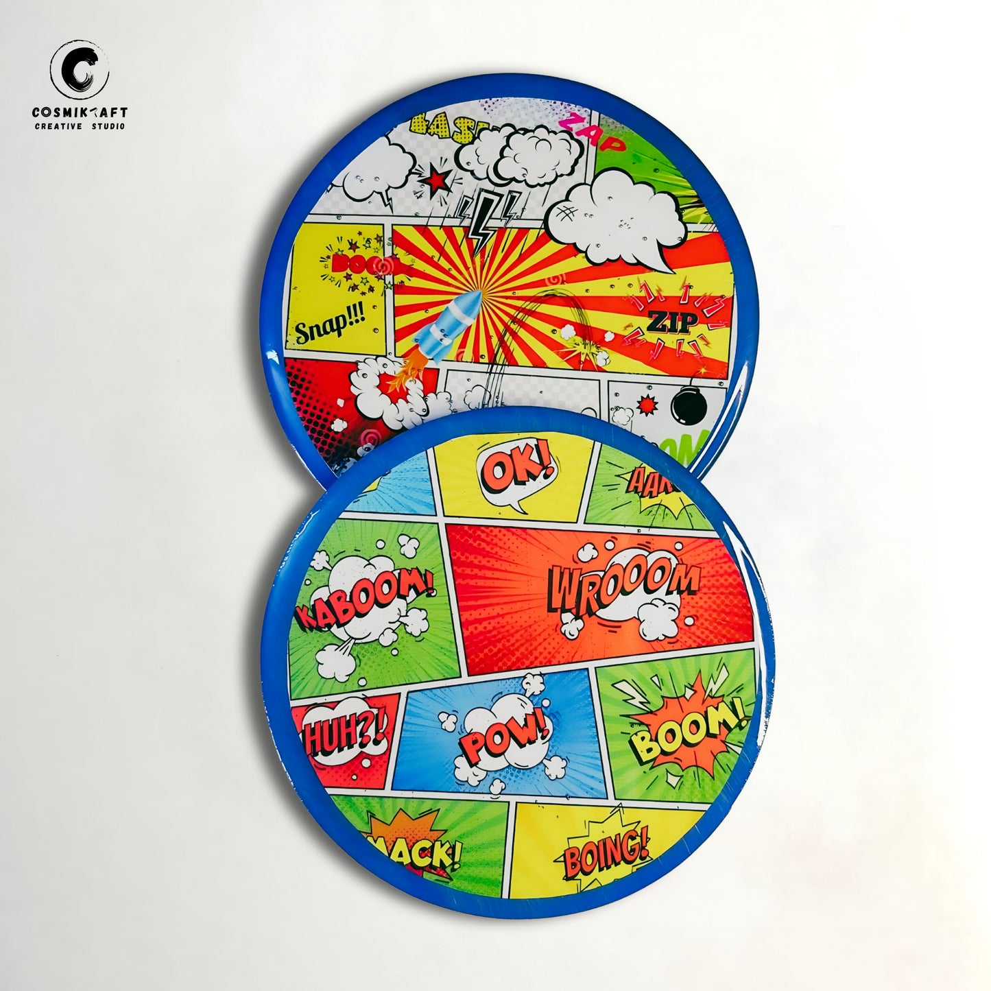 ComicCraft Resin Coasters based on Iconic Comic Design, Set of 4