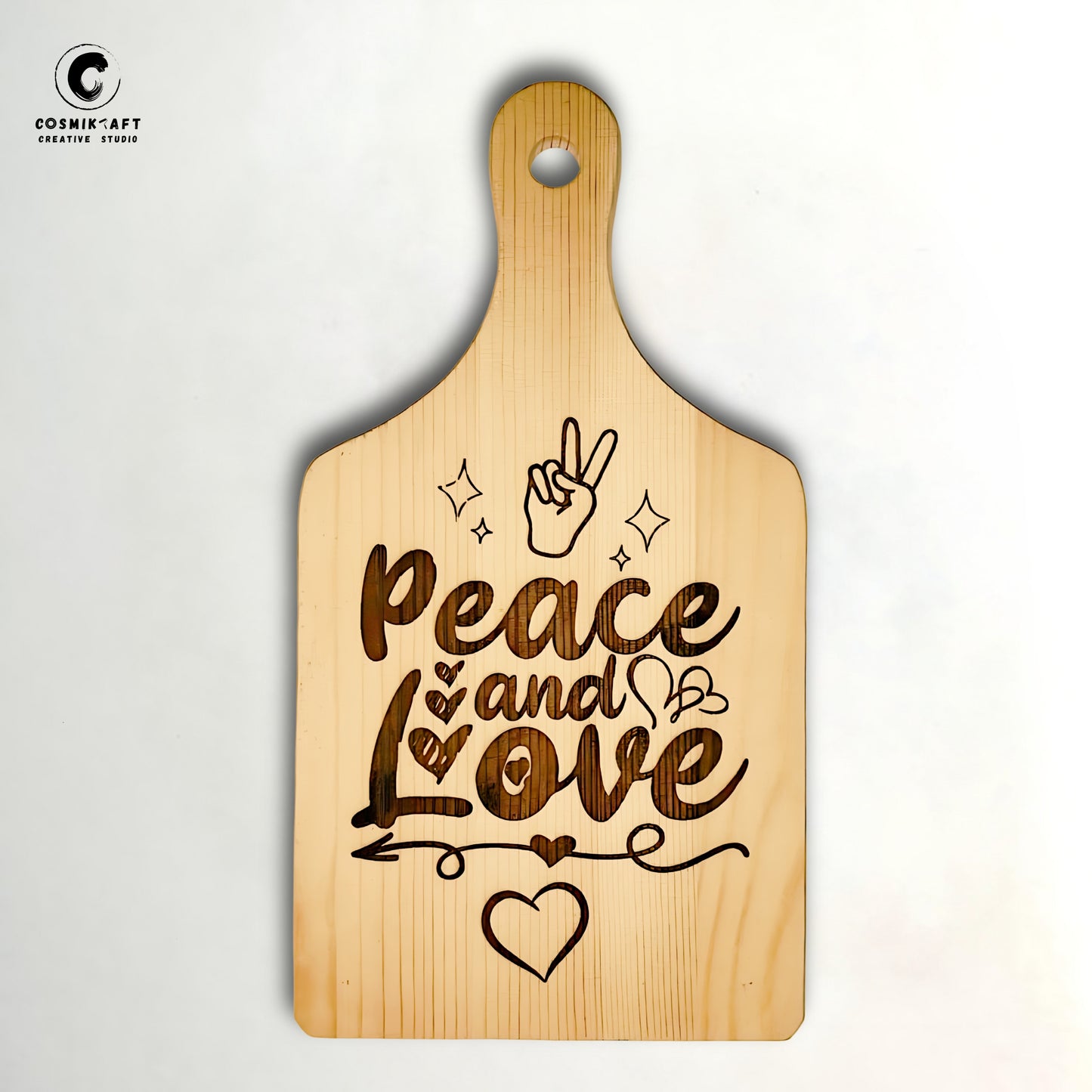 Peace & Love Engraved Cheese Board – Perfect Wall Decor for Door, Living Room, or Kitchen