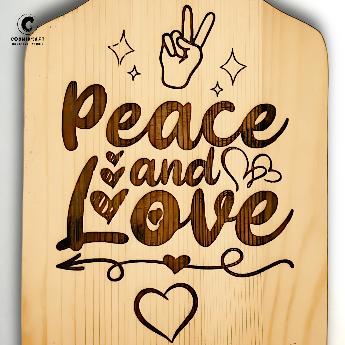 Peace & Love Engraved Cheese Board – Perfect Wall Decor for Door, Living Room, or Kitchen