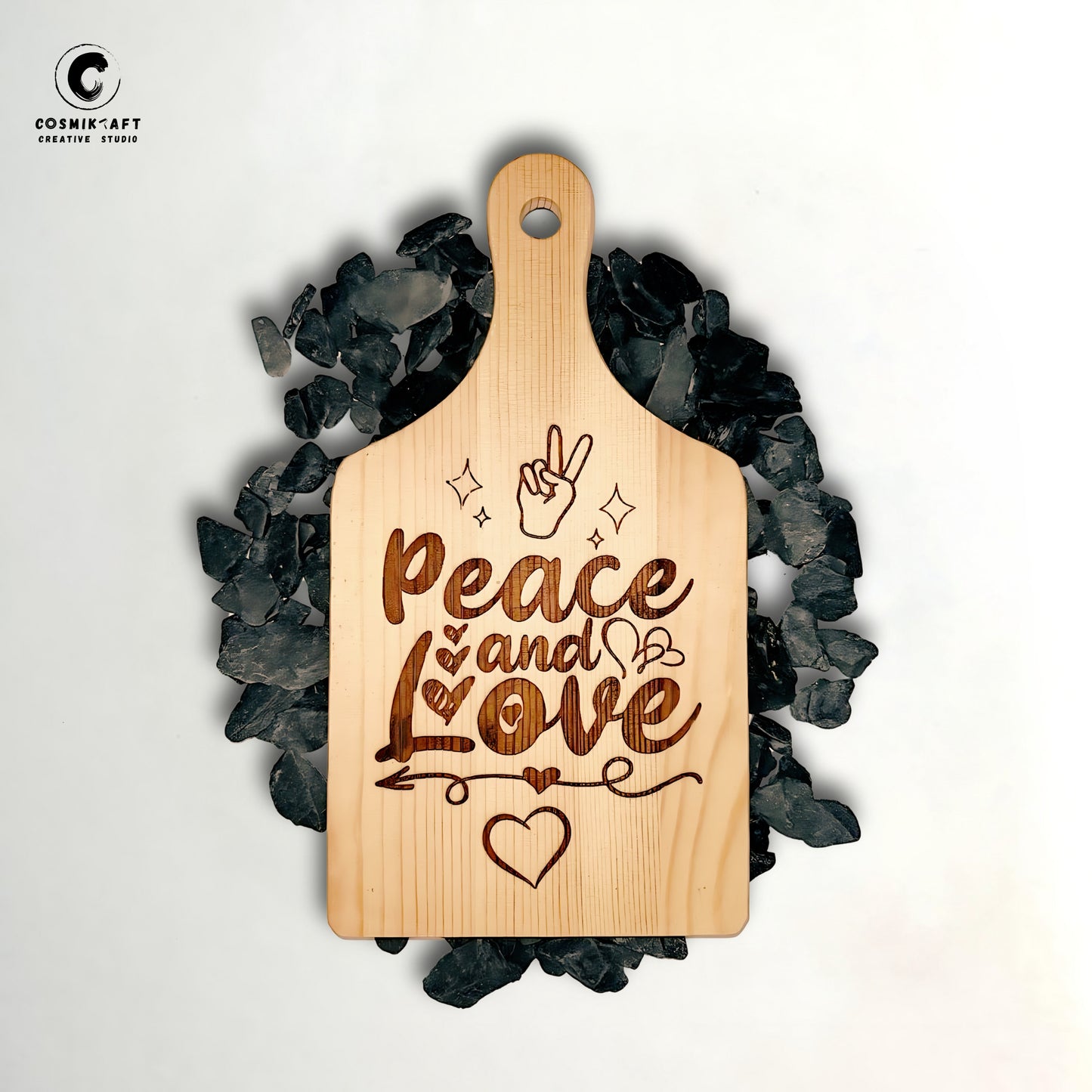 Peace & Love Engraved Cheese Board – Perfect Wall Decor for Door, Living Room, or Kitchen