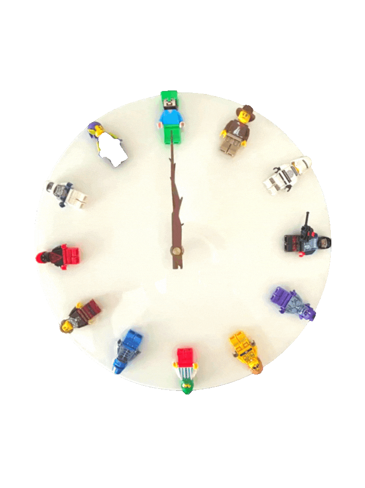 Lego Themed Handmade Resin Wall Clock for Kids or living Room