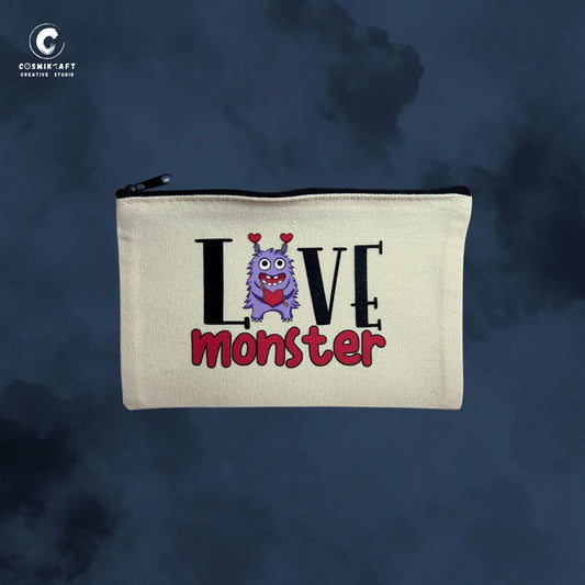CosmiKraft Small Canvas Pouch – Love Monster Edition