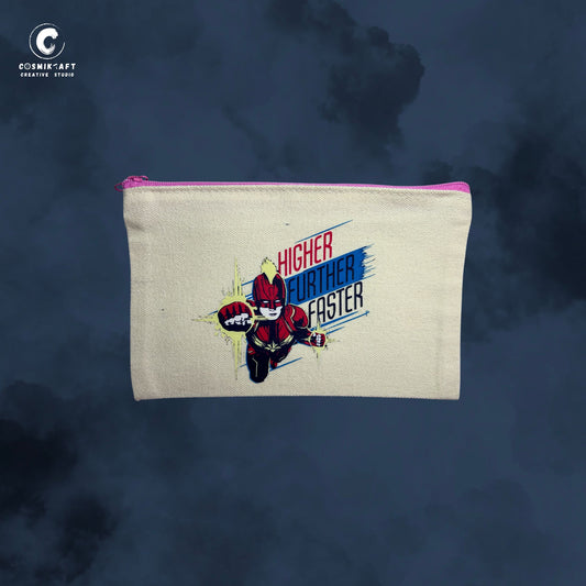 CosmiKraft Small Canvas Pouch – Hero Rise Edition (Inspired by Higher, Further, Faster)
