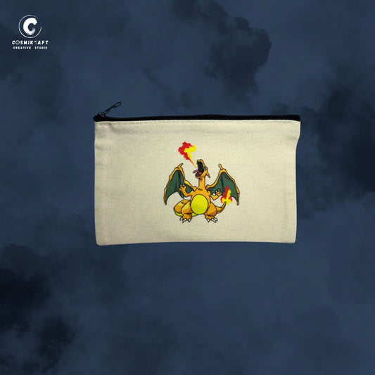 CosmiKraft Small Canvas Pouch – Flame Dragon Edition (Inspired by Charizard)