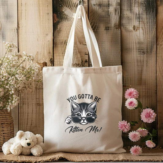CosmiKraft "You Gotta Be Kitten Me!" Cool Cat Tote Bag – For the Pun-Loving Rebels