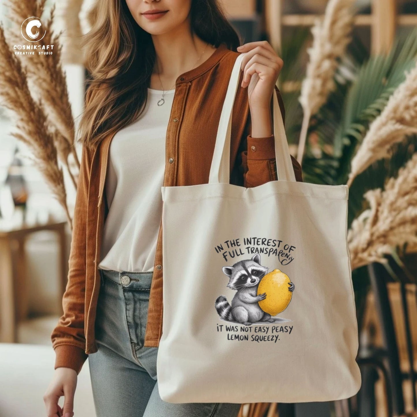 CosmiKraft Easy Peasy Lemon Squeezy Tote Bag – Eco-Friendly Cotton Tote
