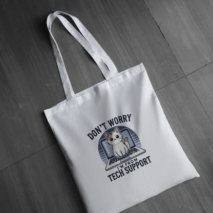 CosmiKraft Tech Support Cat Tote Bag – Eco Cotton Tote