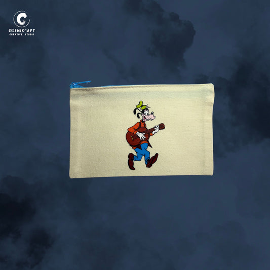 CosmiKraft Small Canvas Pouch - Retro Goofy Guitar Jam Edition