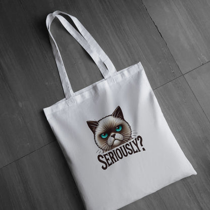 CosmiKraft "Seriously?" Angry Cat Tote Bag – For the Grumpiest Days