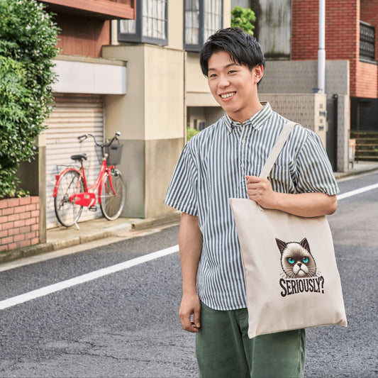CosmiKraft "Seriously?" Angry Cat Tote Bag – For the Grumpiest Days