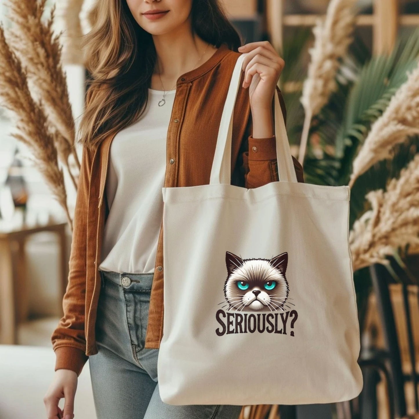 CosmiKraft "Seriously?" Angry Cat Tote Bag – For the Grumpiest Days